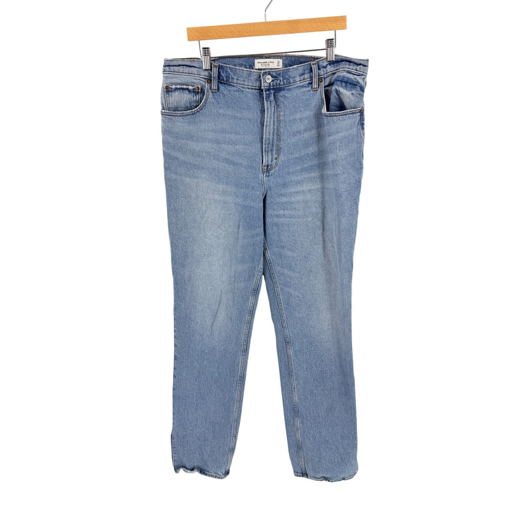 Abercrombie & Fitch‎ The 90s Straight Jeans Light Wash 33/16L Ultra High Rise